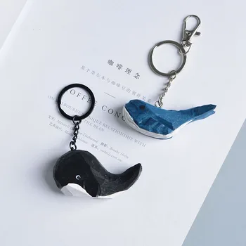Японский орнамент из деревянного кита ручной работы TingKe, креативный брелок для ключей с косаткой, подвеска для рюкзака с синим китом, подвеска с кашалотом