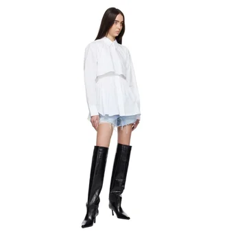 Осенне-зимние модные женские ботфорты выше колена на высоком каблуке-шпильке с квадратным носком, пикантный Большой Тотем, 2023 г.