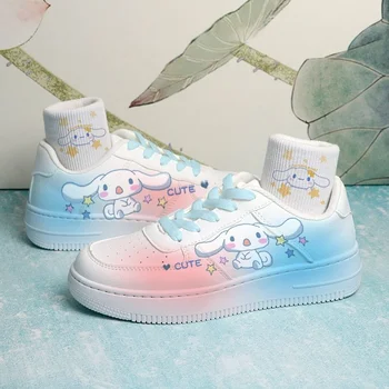 Sanrio Cinnamoroll Fade Вулканизированная обувь Аниме Каваи Обувь для катания на коньках Y2k Модные кроссовки с героями мультфильмов для девочек Женская обувь на плоской подошве с мягкой подошвой