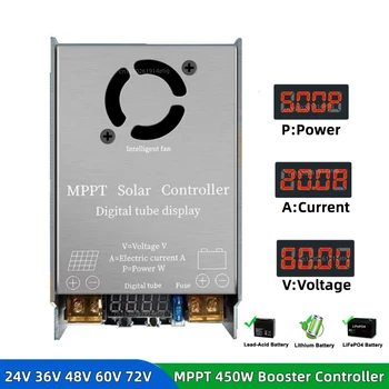 MPPT Booster Solar Controller 450 Вт 12 В ~ 50 В Входная Повышающая Зарядка Для 24 В 36 В 48 В 60 В 72 В LiFePO4 Литиевая Свинцово-кислотная Гелевая Батарея