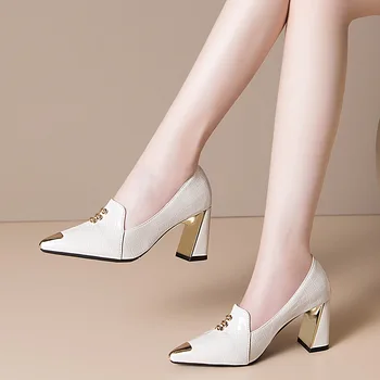 Женские высокие каблуки ботинки женщин указал ПУ сплошной цвет толстый каблук low cut водонепроницаемый и увеличения скольжения 