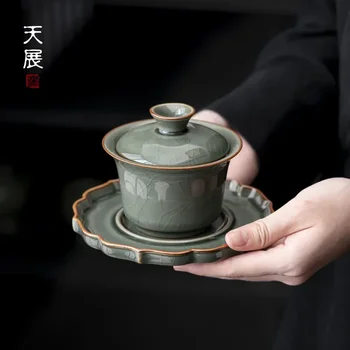 Хрустящая Глазурь Sancai Gaiwan Керамические Чайные Чашки Китайская Чайная Чаша Набор Чайной Посуды Для Домашнего Декора Кунг-Фу Чайная Супница Чайные Чашки