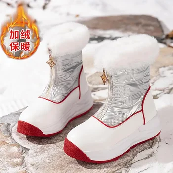 2023 Новые ботинки Pencil Depp, женские зимние зимние ботинки с толстым дном и увеличенным мехом, бархатная теплая хлопчатобумажная обувь