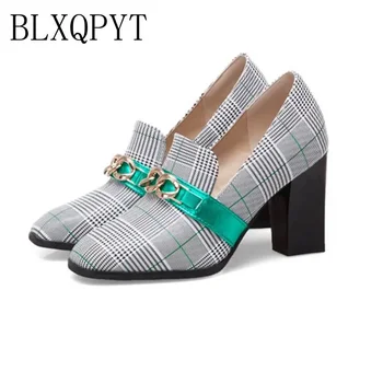 BLXQPYT/ Лидер продаж, Zapatos Mujer Tacon, Очень Большие размеры 32-50, Новые Весенне-осенние Женские туфли-лодочки, Женская обувь на высоком каблуке из искусственной кожи, Вечерние T716