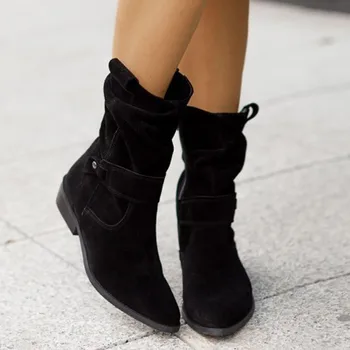 Женские винтажные ботинки Короткие ботинки Ботильоны на толстом высоком каблуке Удобные женские модные ботинки Botas Sapatos Feminino