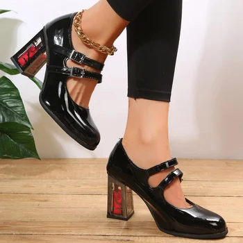 Женские туфли на каблуке 2023, летние женские туфли на массивном каблуке в стиле ретро, вечерние женские туфли на высоком каблуке, женские туфли-лодочки Mary Janes