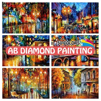 5D Алмазная живопись, красочные городские уличные пейзажи, Вышивка крестом, Пейзажное изображение из стразов, мозаика, Сделай Сам, домашний декор