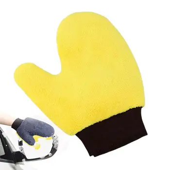 Перчатки для автомойки из мягкой микрофибры кораллового бархата, прочные впитывающие перчатки для чистки кузова, пылесборники, принадлежности для чистки автомобилей.