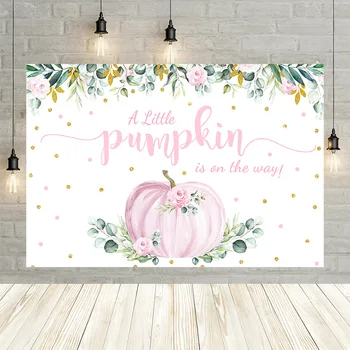 Осенние фоны Avezano с розовой тыквой для душа ребенка, листья эвкалипта, золотой горошек, фон для фотосъемки новорожденной девочки, фотофон