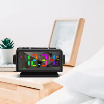 Цифровой RGB-будильник FM-радио со временем повтора, динамический RGB-дисплей с датой 12/24 часа, Внешняя USB-зарядка для домашнего офиса, спальни