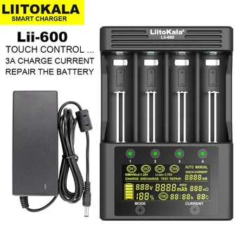 Умное зарядное устройство LiitoKala Lii-600 LCD для литий-ионного аккумулятора 3,7 В NiMH 1,2 В Подходит для 18650 18350 26650 21700 26700 AA AAA и др.