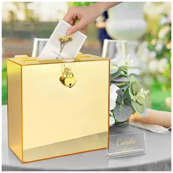 Черная Прозрачная Золотая Серебряная акриловая коробка для свадебных открыток с большой подарочной коробкой для свадебного приема Выпускной