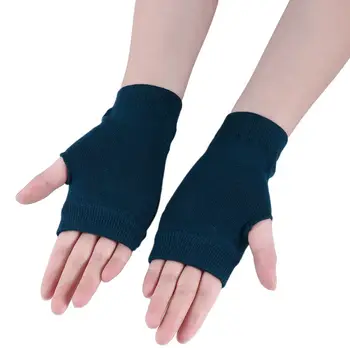 Вязаные перчатки для рук, запястья, Эластичные рукавицы без пальцев, рукавицы из искусственной шерсти, перчатки на полпальца, велосипедные перчатки