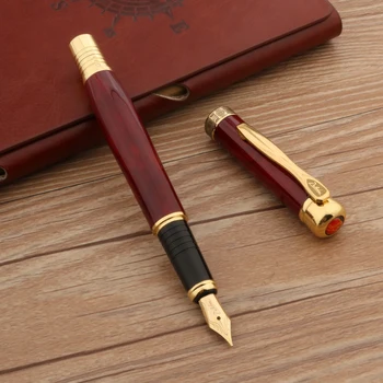 Высококачественная металлическая авторучка Pimio, ручки с красными золотыми чернилами, подарки для школьников, канцелярские принадлежности для офиса