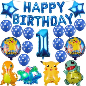 Набор Фольгированных воздушных шаров Pokemon Для Вечеринки в честь Дня Рождения Пикачу, Украшение Воздушными шарами Недельного возраста, Детские Игрушки, Принадлежности для вечеринок, Подарки