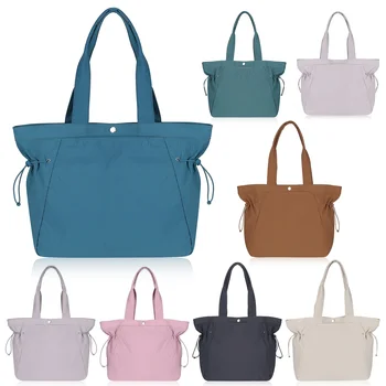 Женская сумка LuLu Объемом 18 л, спортивная повседневная сумка для йоги, сумка для покупок, водонепроницаемая сумка большой емкости, металлический логотип на сумке