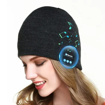 Шапка для наушников Зимняя, согревающая Вязаная шапка с Bluetooth Музыкальная шапка Беспроводные наушники Bluetooth MP3 Гарнитура с микрофоном Спортивная шапка