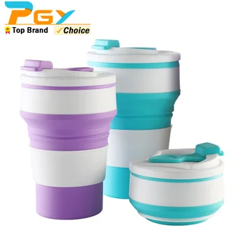 500 мл Силиконовые складные кофейные чашки-кружки с герметичной крышкой для путешествий, походов, не содержащие BPA Складные многоразовые чашки для питья