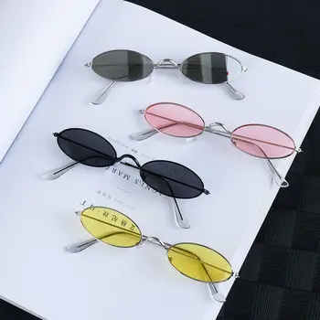 Модные дизайнерские мужские и женские солнцезащитные очки в маленькой оправе, овальные солнцезащитные очки, очки винтажных оттенков