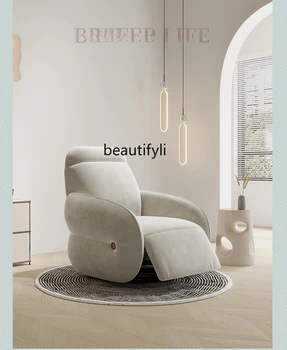 Функциональный диван из ткани Дизайнерское кресло для гостиной с откидной спинкой Поворотный электрический односпальный диван