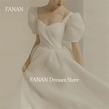 Свадебные платья с корсетом FANAN Sweetheart в корейском стиле из многоуровневой органзы с пышными рукавами 웨딩드레스 Платья для невесты трапециевидной формы цвета слоновой кости, сшитые на заказ, большие размеры