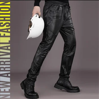 Мужские легкие мотоциклетные брюки Harlan модный тренд, облегающие кожаные брюки с подтяжкой бедер, пилотные мотоциклетные брюки для верховой езды