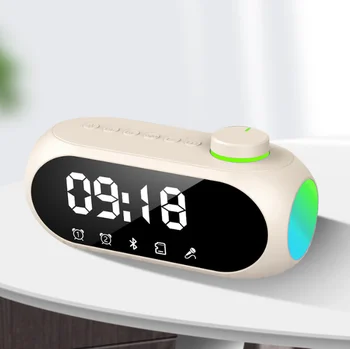 Беспроводной динамик Будильник С FM-радио Светодиодный дисплей RGB ночник Двойная настройка будильника Часы для гостиной спальни Декор
