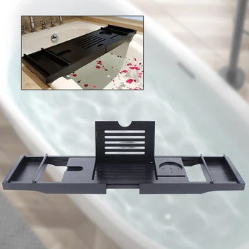 Черная бамбуковая подставка для ванны/полка для умывальника, подвесной мостик для дома, отеля, ванной комнаты