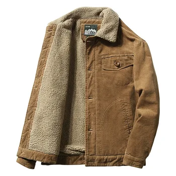 Высококачественные куртки y2k, мужская зимняя плюс бархатная куртка, вельветовая повседневная куртка, Корейская модная однотонная хлопковая куртка