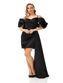 Новое поступление, атласные платья для выпускного вечера короткой длины на бретельках с вырезом в виде сердечка, Элегантные вечерние платья для женщин, вечеринка 2024