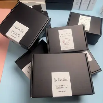 10 шт./лот, коробка из черной гофрированной бумаги, коробка для канцелярских принадлежностей, подарочная упаковка, почтовая экспресс-доставка, упаковочная коробка для футболки