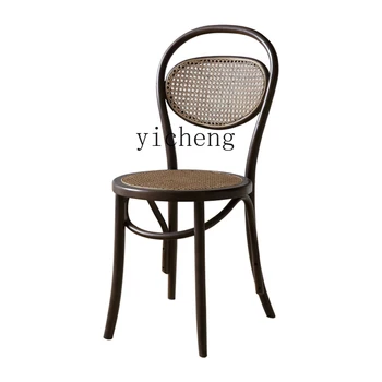 Обеденный стул ZK Nordic в стиле ретро из массива дерева, домашнее кресло из ротанга