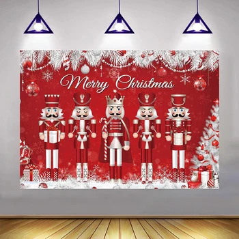 Веселого Рождества Санта Красный декор Фон Подарок на елку Фон для фотосъемки баннер Фестивальные украшения Реквизит для фотостудии