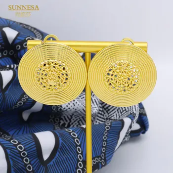Модные Золотые круглые серьги-клипсы SUNNESA в африканском стиле для женщин, подарок для вечеринки, ювелирные аксессуары из Сенегала, ювелирные серьги из Дубая