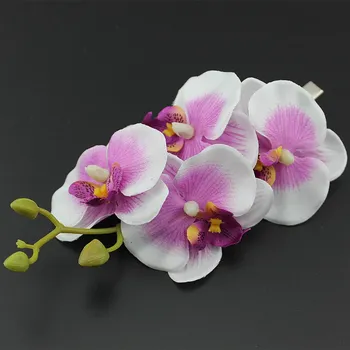 Женская заколка для волос с бабочкой и орхидеей, цветочная шпилька, искусственный цветок, 4 цветка с ветвями, Аксессуары для волос