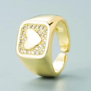 Винтажные кольца золотого цвета, Мозаика, Циркон, Любовное Квадратное кольцо для открывания пальца, Золотое кольцо для указательного пальца, Женские Изысканные украшения