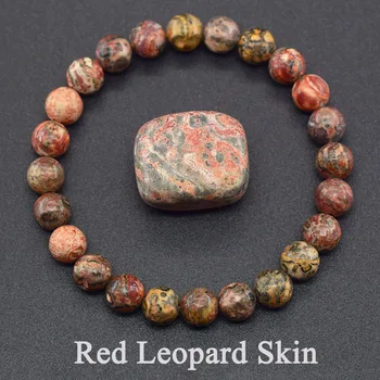 Браслет из натурального красного леопарда из нефритового камня Homme Yoga Meditation Энергетические Исцеляющие украшения для женщин Geniune Crystal Кварцевые бусины