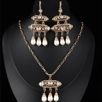 Женское ожерелье в классическом алжирском стиле, серьги-бусы из двух частей со стразами, дополняют комплект украшений для женской свадебной вечеринки