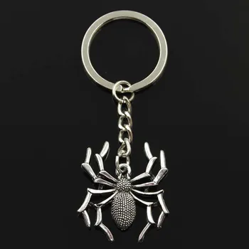 Новый модный брелок 35x32 мм с подвеской в виде паука на Хэллоуин, сделай САМ, мужской брелок для ключей серебристого цвета, кольцо-держатель, сувенир для подарка