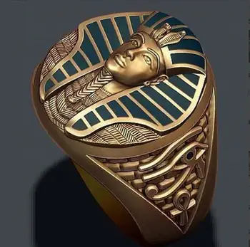 Винтажный Древнеегипетский боковой рельеф Глаз Гора Логотип Ankh Кольцо Фараона для мужчин Женщин Религиозный Амулет Кольцо Ювелирный подарок