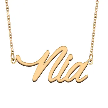 Женское ожерелье с именем Nia Ювелирные изделия из нержавеющей стали, подвеска с табличкой золотого цвета, ожерелье с надписью Para Mujer, колье с буквами