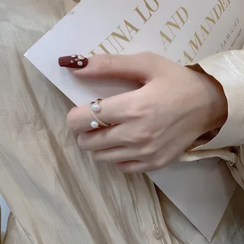 1 шт. Новый южнокорейский модный темперамент с позолоченным жемчужным кольцом, дизайн Восточных ворот Ins, ощущение персонажа-джокера