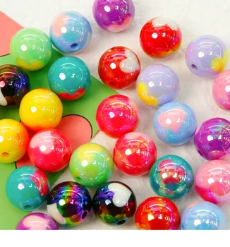 Бесплатная доставка 70шт 16 мм AB Цветов Сплошные круглые шарики-жвачки с принтом 