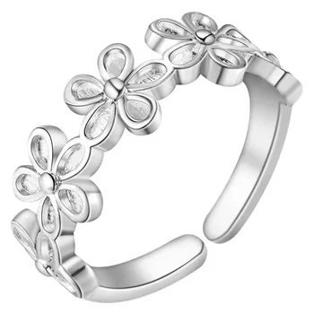 модные милые женщины, леди, цветок, милое ювелирное кольцо, кольца из стерлингового серебра 925 пробы, элегантный подарок на свадьбу в стиле ретро, ГОРЯЧАЯ РАСПРОДАЖА