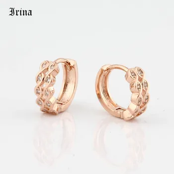 Маленькие серьги-кольца Для женщин, серьги цвета розового золота с цирконием AAA, Роскошные Очаровательные модные украшения в европейском стиле