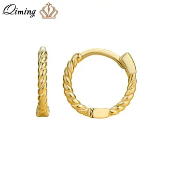 QIMING Позолоченные крошечные серьги-кольца для женщин, простые минималистичные ювелирные изделия, модные серьги из спирального хряща, прямая поставка