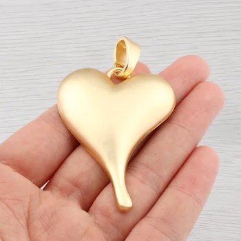 1 x Большие подвески в виде сердца цвета античного золота для ожерелья 