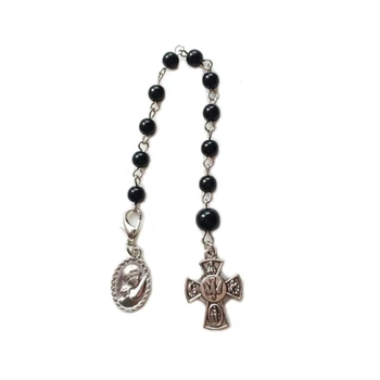 Трендовый черный браслет из бисера, католические четки, простой браслет, обязательный аксессуар для женщин и мужчин