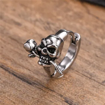 LETAPI Готический череп из нержавеющей стали, скелет, серьги-кольца Huggie для мужчин, байкерские серьги в стиле панк-рок, ювелирные подарки