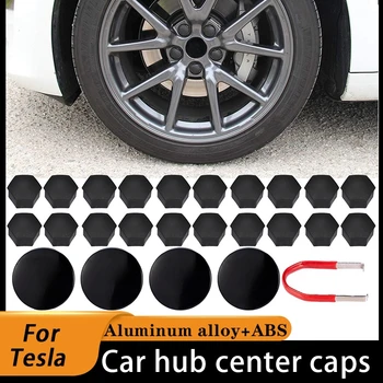 Украшение автомобиля Центральные колпачки автомобильных колес для Tesla Model 3 Y Эмблема из алюминиевого сплава, Колпачок для шин для Tesla Model Y 2023 Аксессуары